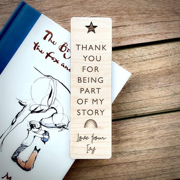Thank You Wooden Bookmark - Personalised | Bear and Rose