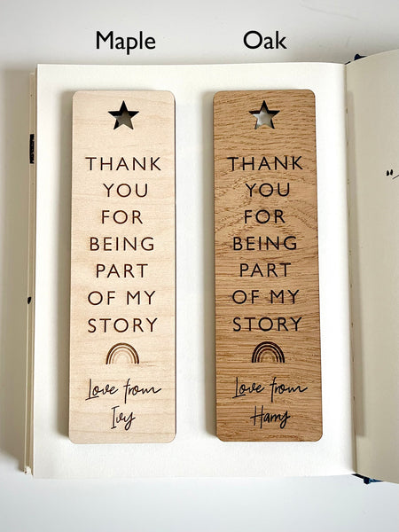 Thank You Wooden Bookmark - Personalised | Bear and Rose
