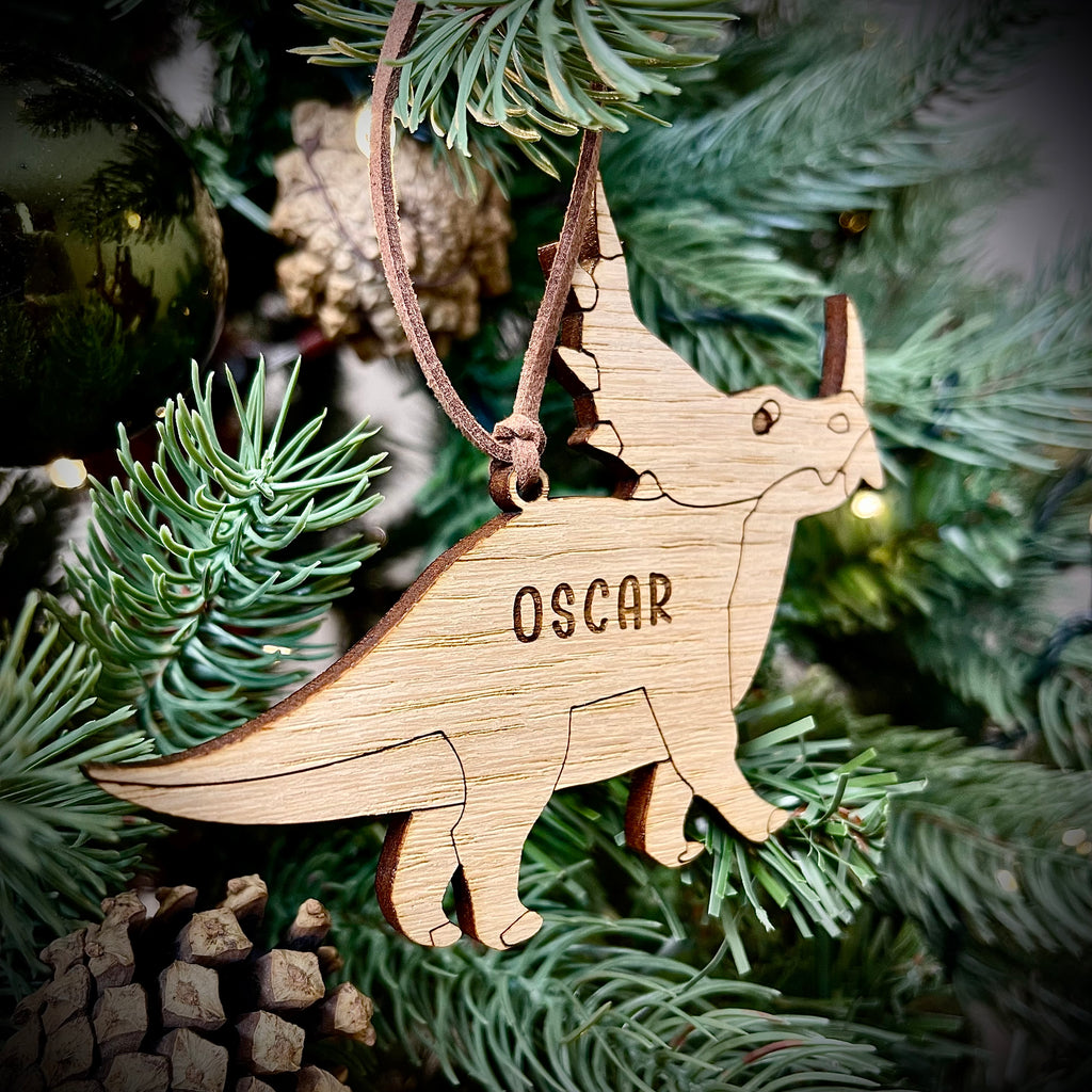 Dinosaur Triceratops Personalised Christmas Tree Decoration