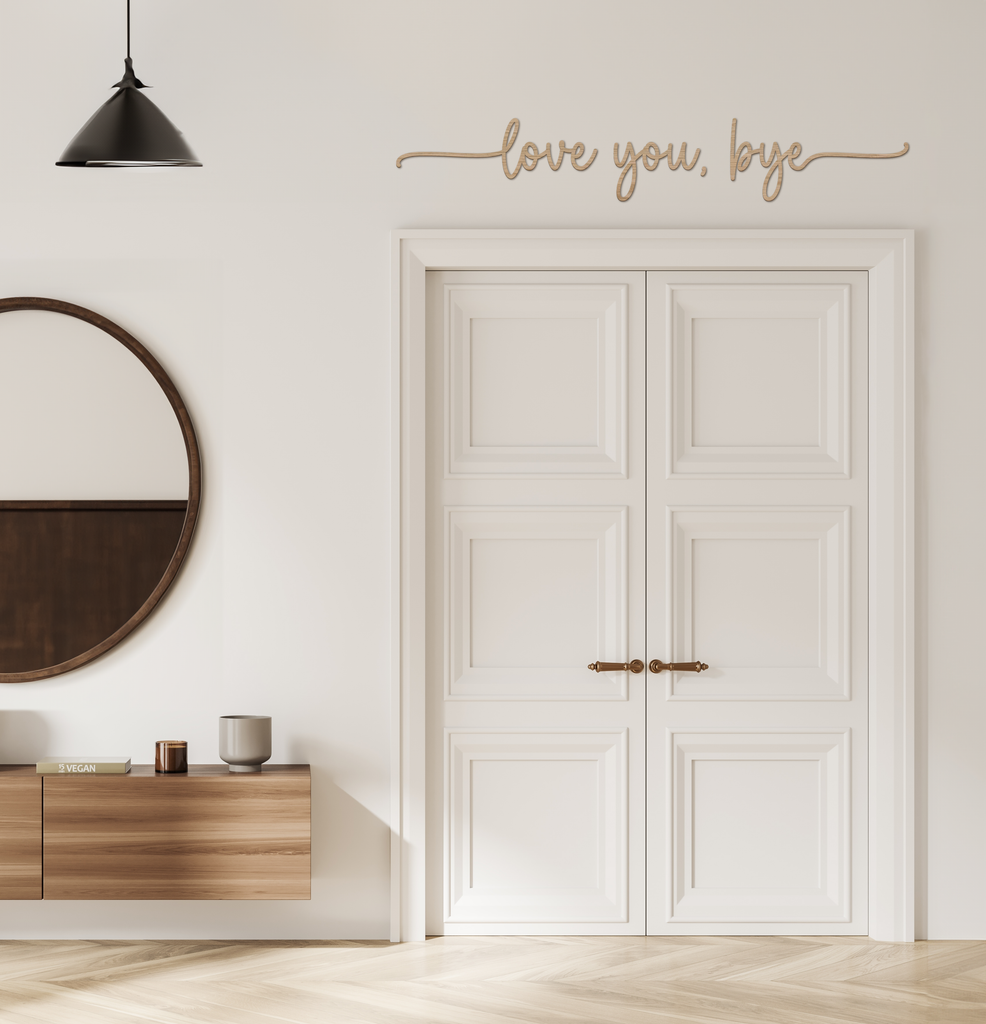 love you, bye - Script Style - Wooden Wall Decor