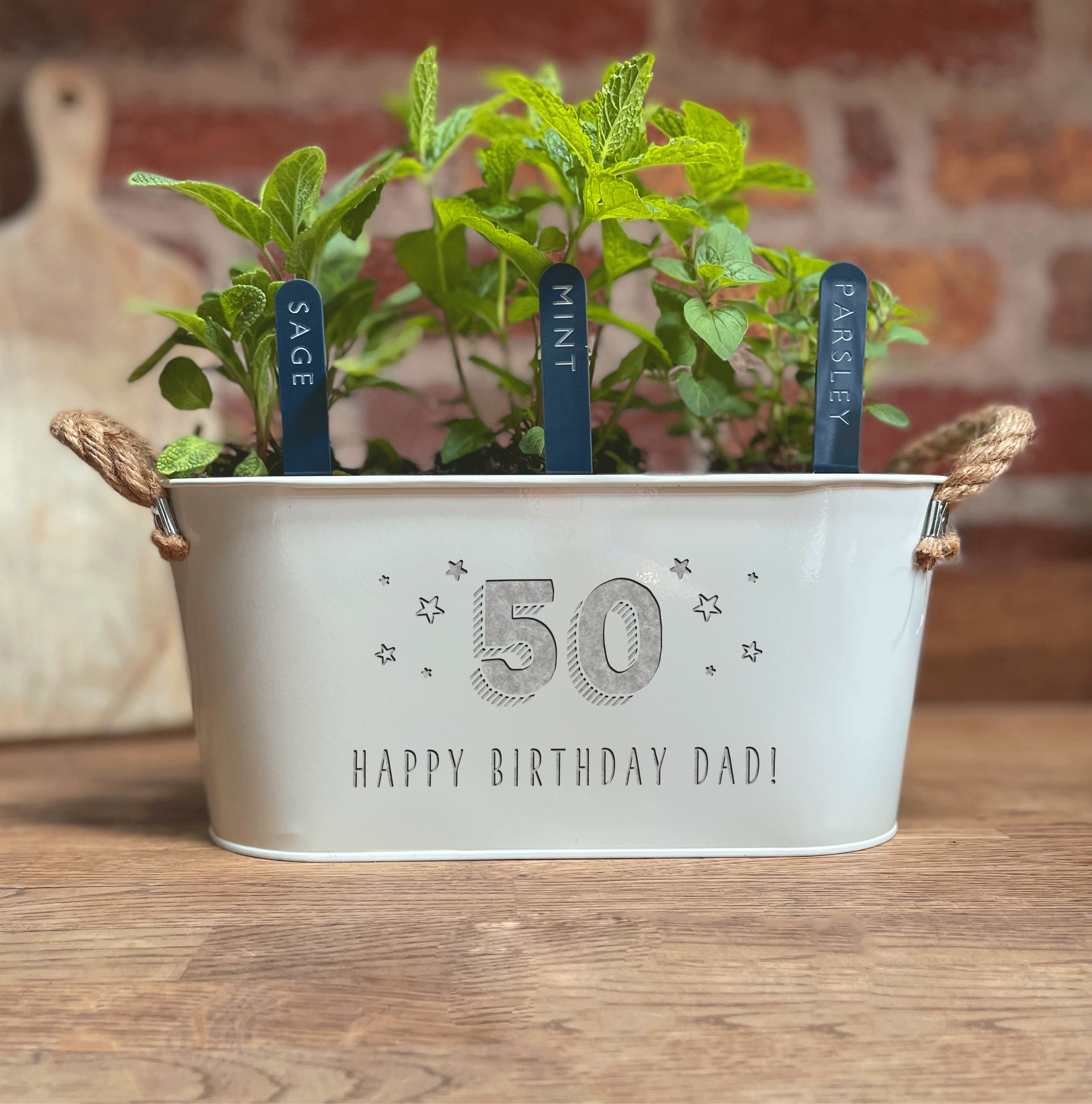 50th birthday plant pot Personalised Planter - Birthday - Design 2