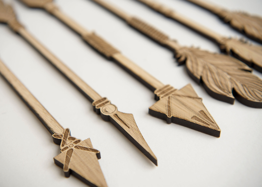 Tribal Inspired Engraved Wooden Arrows