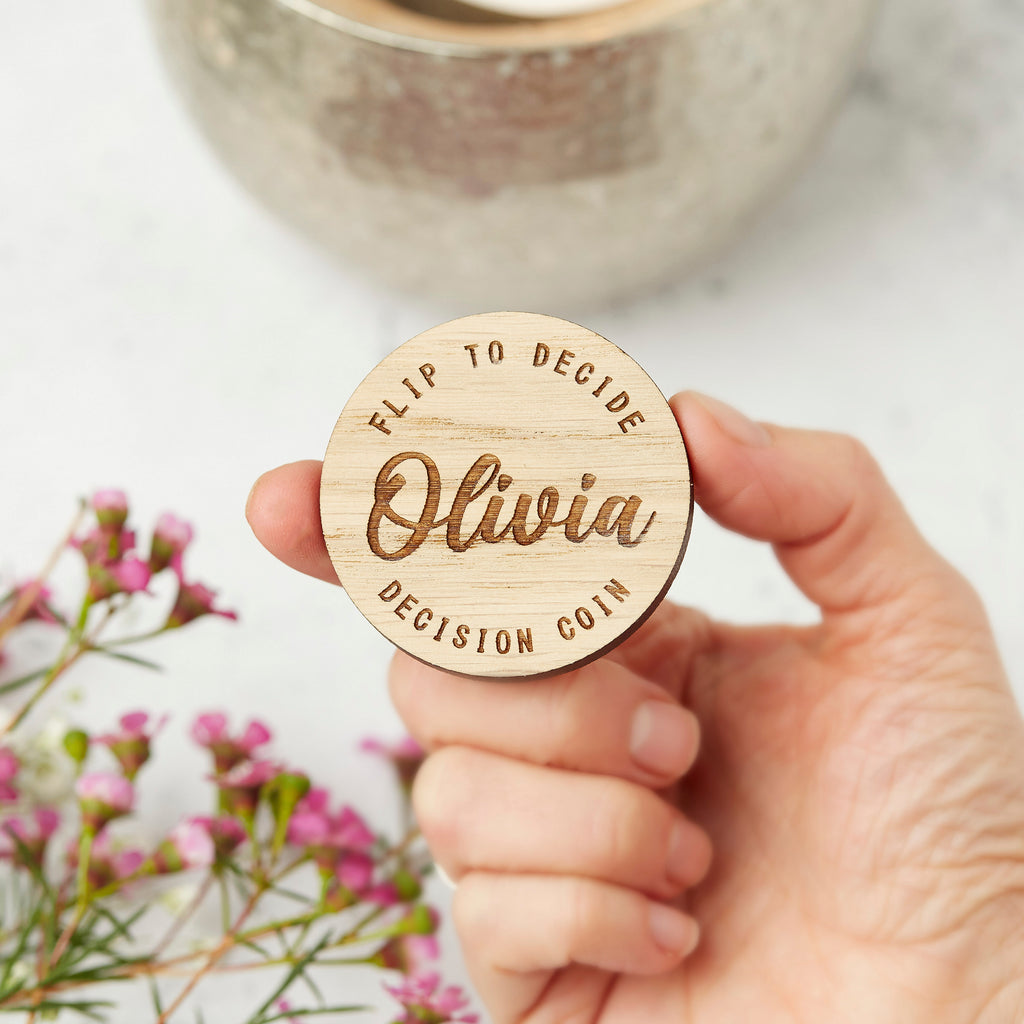 Your Turn or Mine? Wooden Decision Flip Coin - Personalised