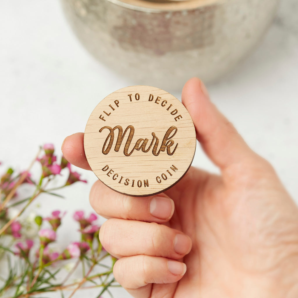 Your Turn or Mine? Wooden Decision Flip Coin - Personalised