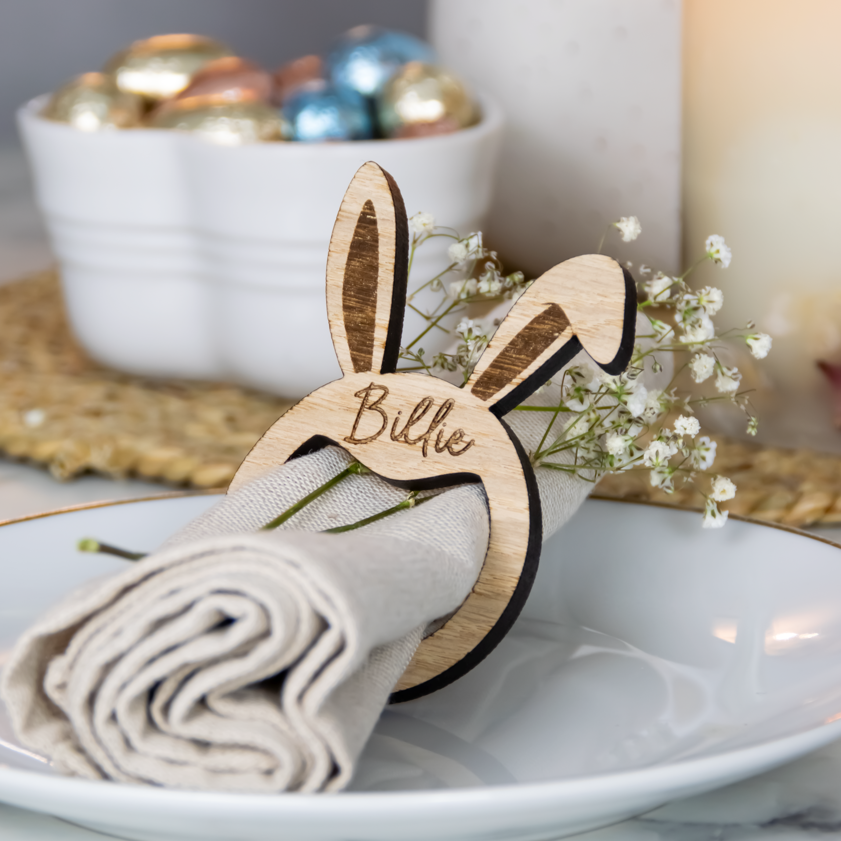 Ceramic♥️White♥️Easter Bunny Napkin Rings♥️Set of top 8