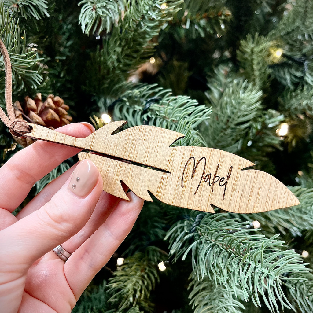 Personalised Feather Bauble - Memorial Tree Decoration