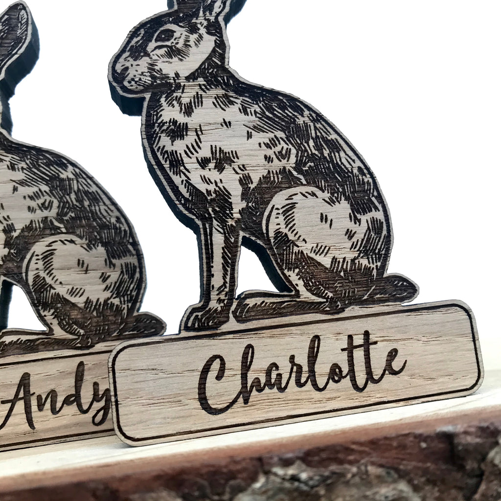 Personalised Hare Place Name/Table Decoration - Oak