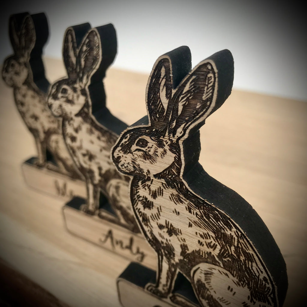 Personalised Hare Place Name/Table Decoration - Oak