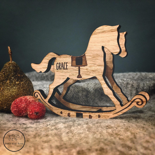 Rocking Horse - Personalised Christmas Decoration/Place Name