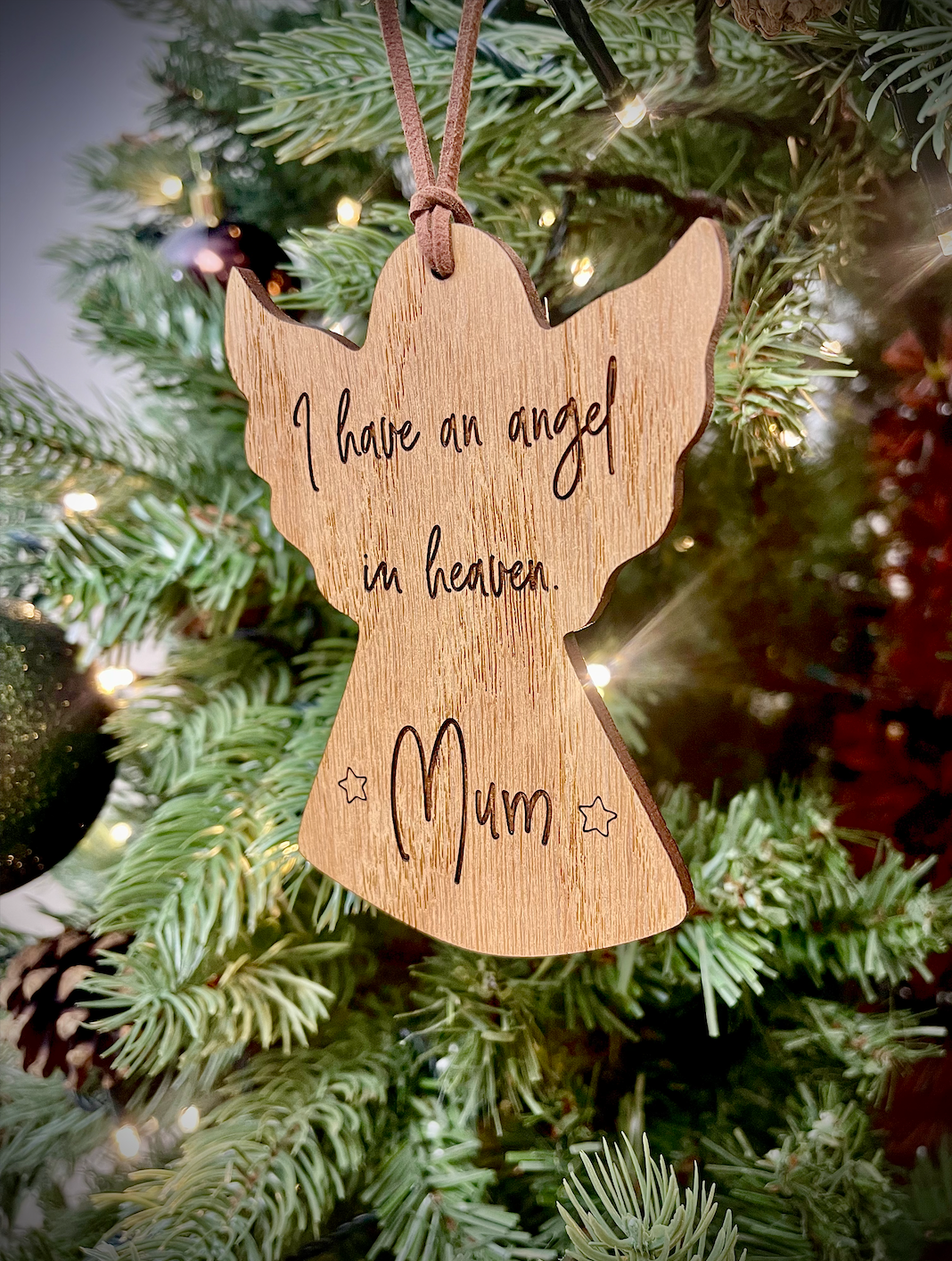 Personalised Angel In Heaven Memorial Tree Decoration Bear and