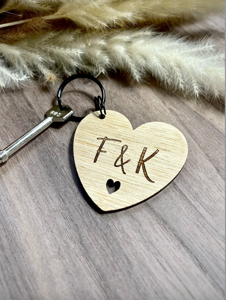 Personalised Wooden Heart Keyring