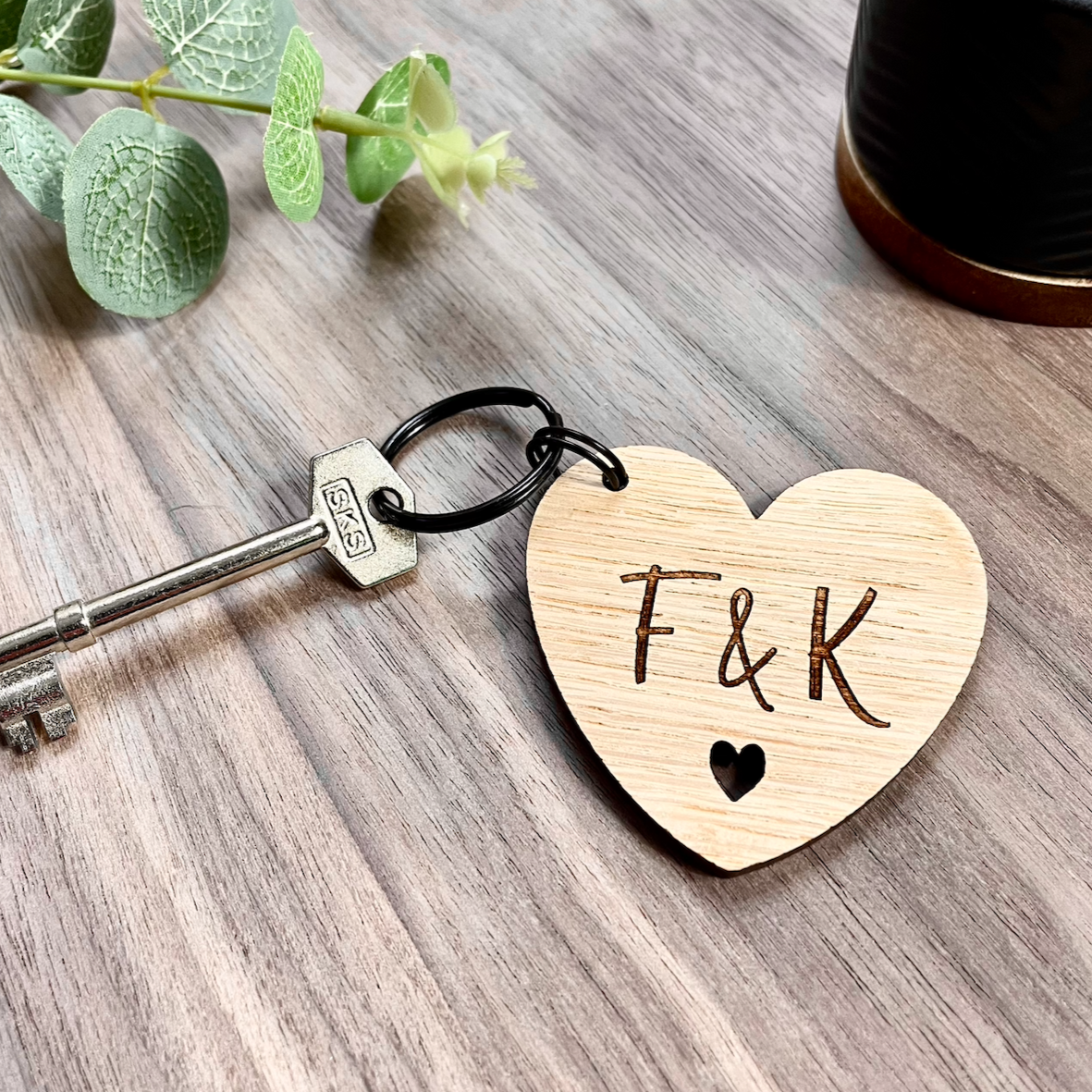 Wooden Heart Key Ring