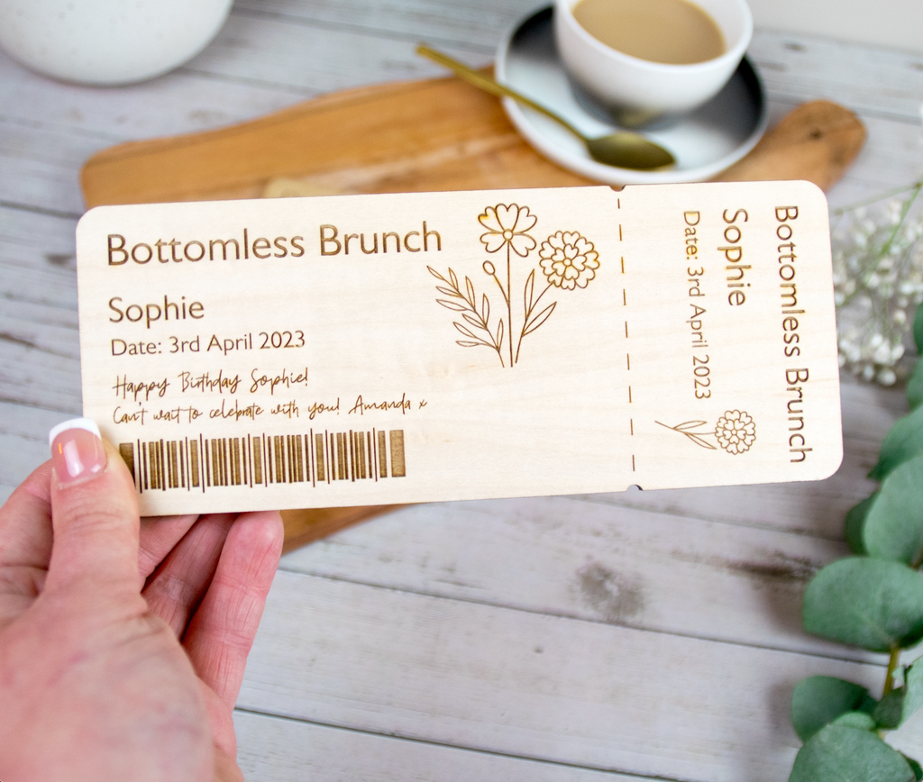 Personalised Wooden Gift Ticket | Voucher | Flower Design Mother's Day