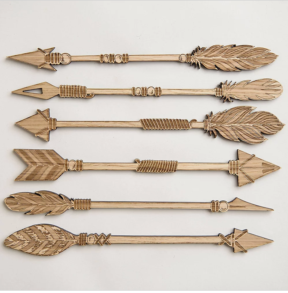 Tribal Inspired Engraved Wooden Arrows