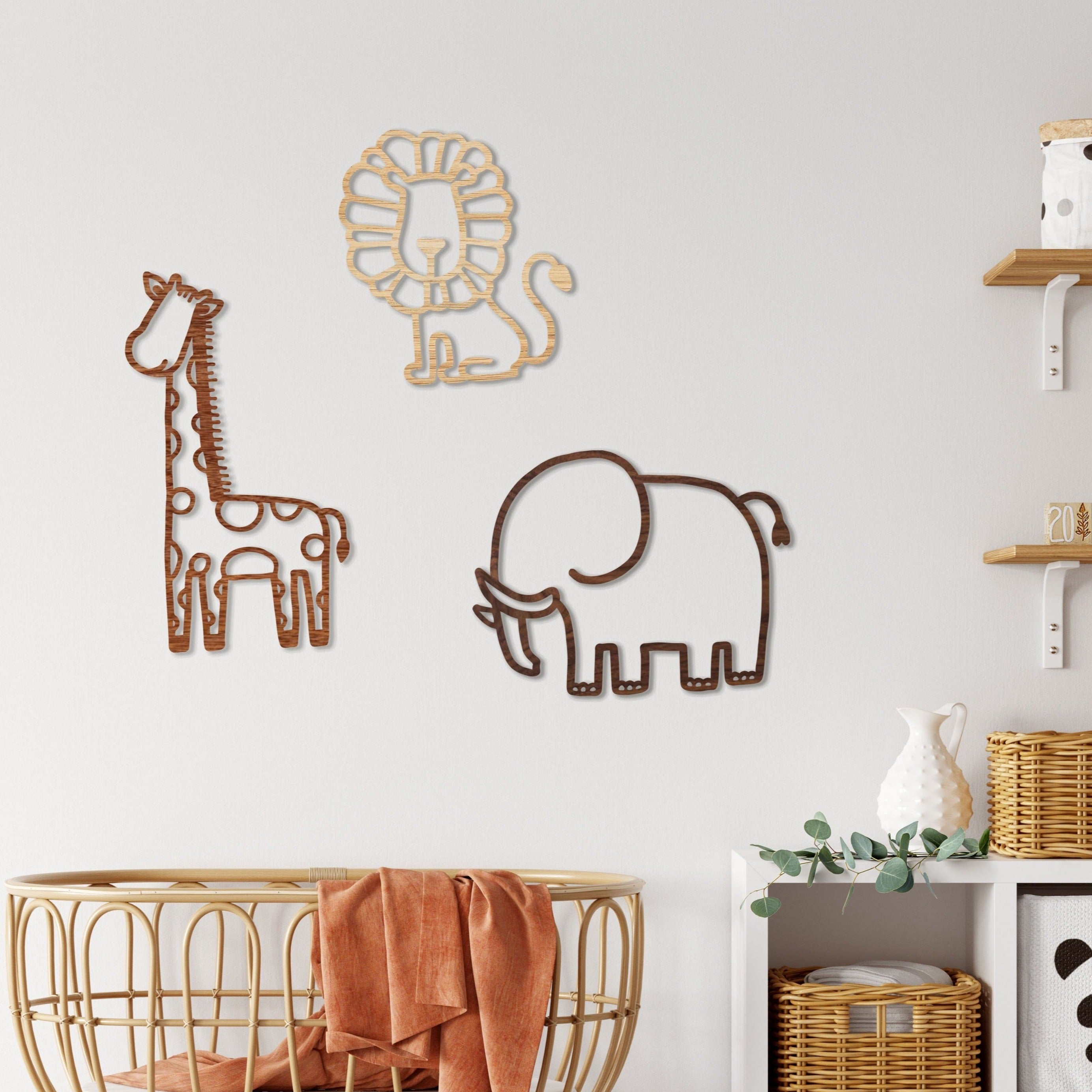 Autocollant Mural Famille Girafes - 3 Girafes - Décoration Chambre Bébé - Décollable