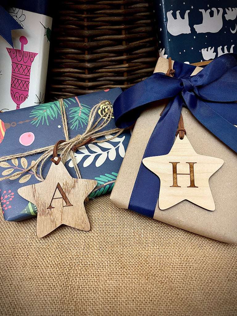 Personalised Star with Initial - Wooden Gift Tag