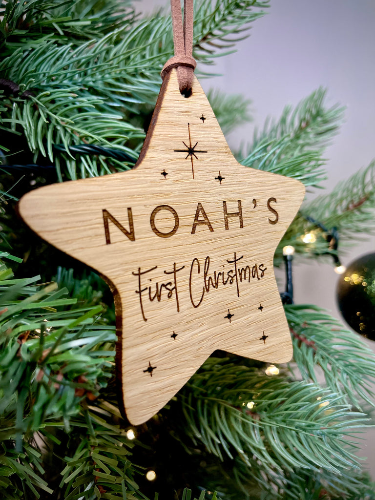 Personalised Baby’s First Christmas Star - Tree Decoration