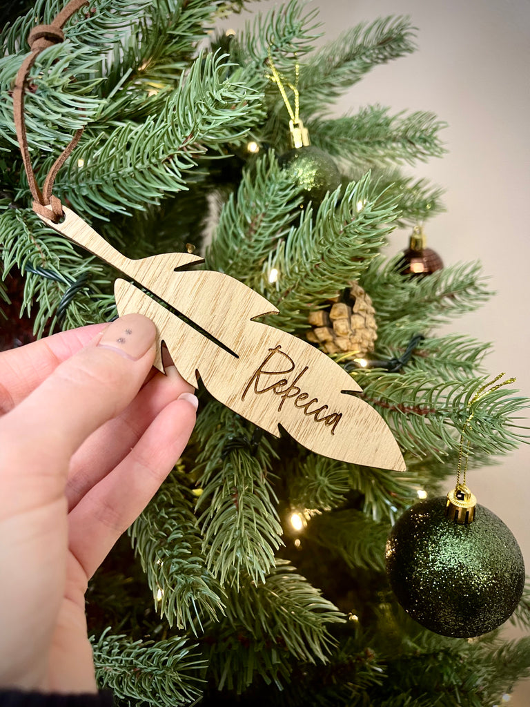 Personalised Feather Bauble - Memorial Tree Decoration