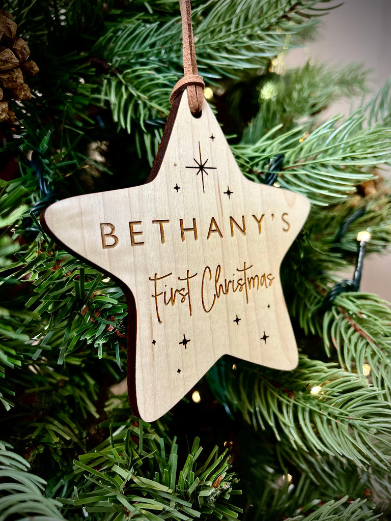 Personalised Baby’s First Christmas Star - Tree Decoration