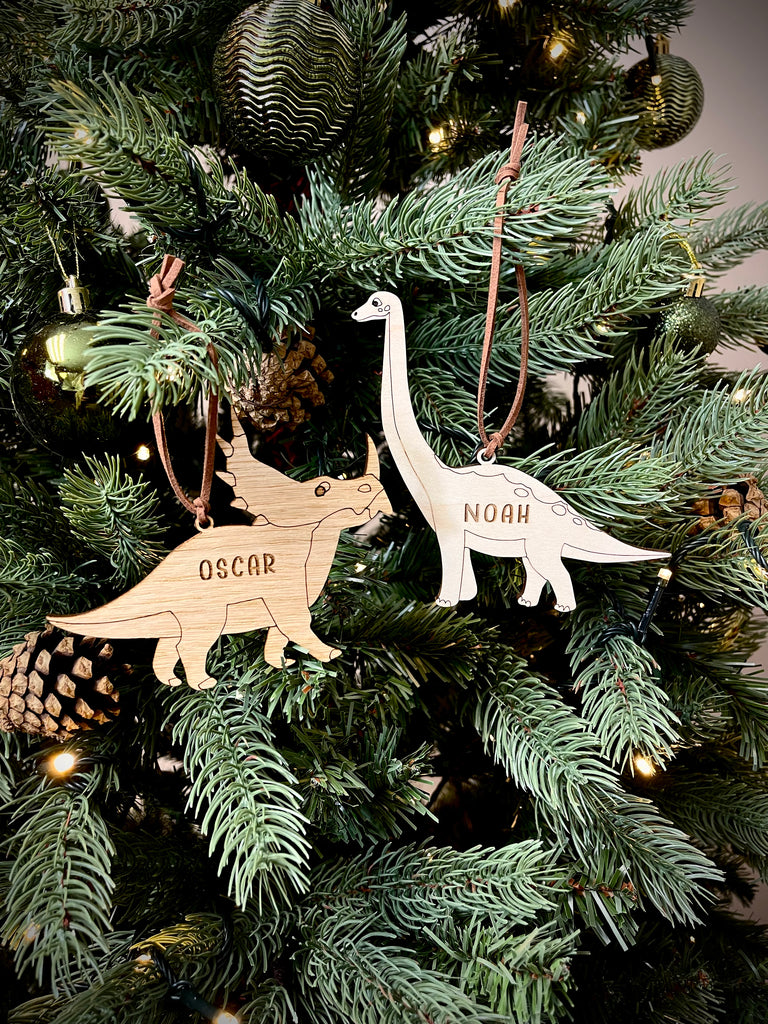 Dinosaur Triceratops Personalised Christmas Tree Decoration