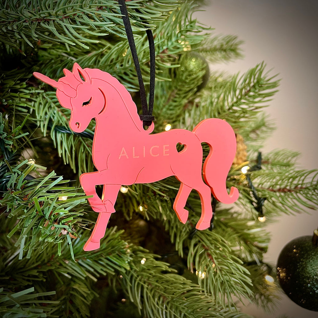 Unicorn Personalised Christmas Tree Decoration