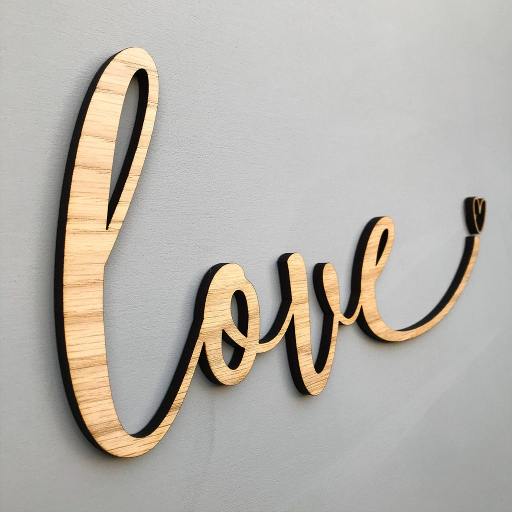 Wooden "love" with heart - Wall Plaque